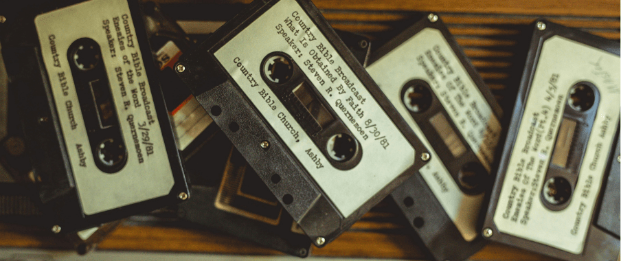 Photo of assorted cassette tapes